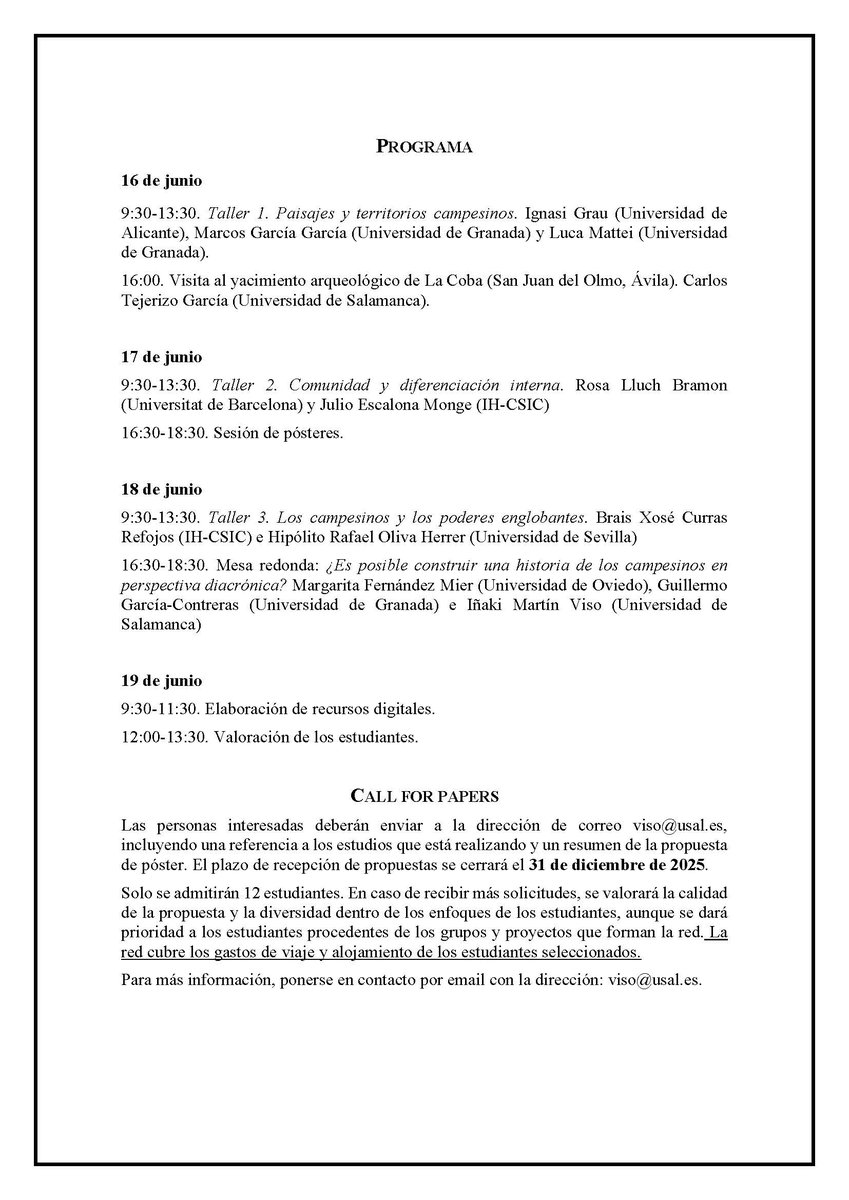 Nuestros compañeros de la Red AGENCAMP (redagencamp.wordpress.com) han organizado una Escuela de Doctorado para estudiantes (16-19 junio 2026). 
¡Apuntaos!
Toda la información  👇👇👇