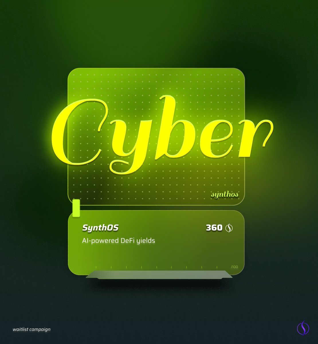 We’ll be revealing the Premium Card starting next week 

Quick reminder (you’re here for a reason):

This isn’t just a shiny PNG 

it’s the badge that proves you’re deep in AI-powered DeFi yields.

At SynthOS, we keep DeFi 
> simple 
> open
> accessible to everyone.

That’s why