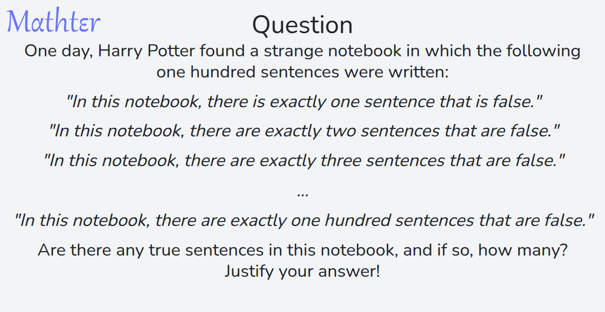 MathterRiddler's tweet image. Puzzle from the Mathter website: mathter.islands.co.il/en/questions/50 
#Puzzle #CaseAnalysisCheckingCases #ProofbyContradiction #TruthtellersandLiarsProblems #Paradoxes