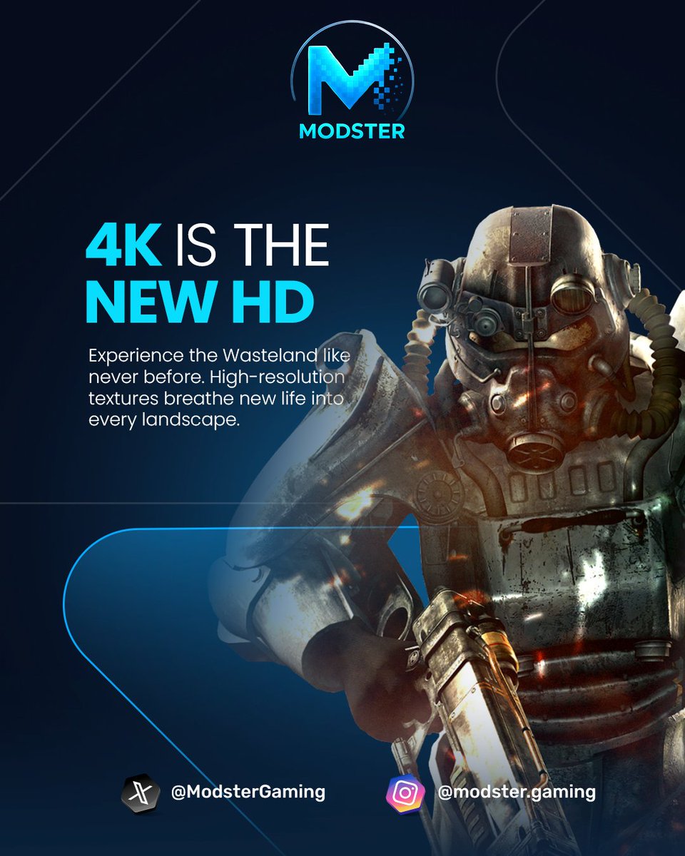 ModsterGaming's tweet image. Forget HD—Welcome to the 4K Era! 🤯 

Modding isn&apos;t just about adding content; it&apos;s about pushing visual boundaries. High-resolution texture mods for games like Fallout completely redefine immersion, letting you see every rusty detail on a Power Armor suit and every crack in the…