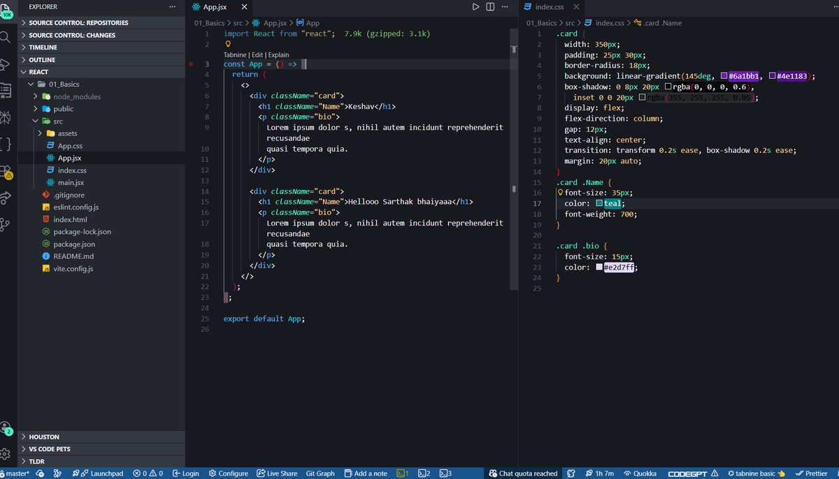 _keshav2008_'s tweet image. Day 10 of #365daysofcodechallenge 🚀
Wrapped my head around import–export, understood React’s file structure, and built a clean card component today. Big thanks to @sheryians_ &amp;amp; @sarthacksharma  for the guidance.
Also knocked out 3 LeetCode problems.