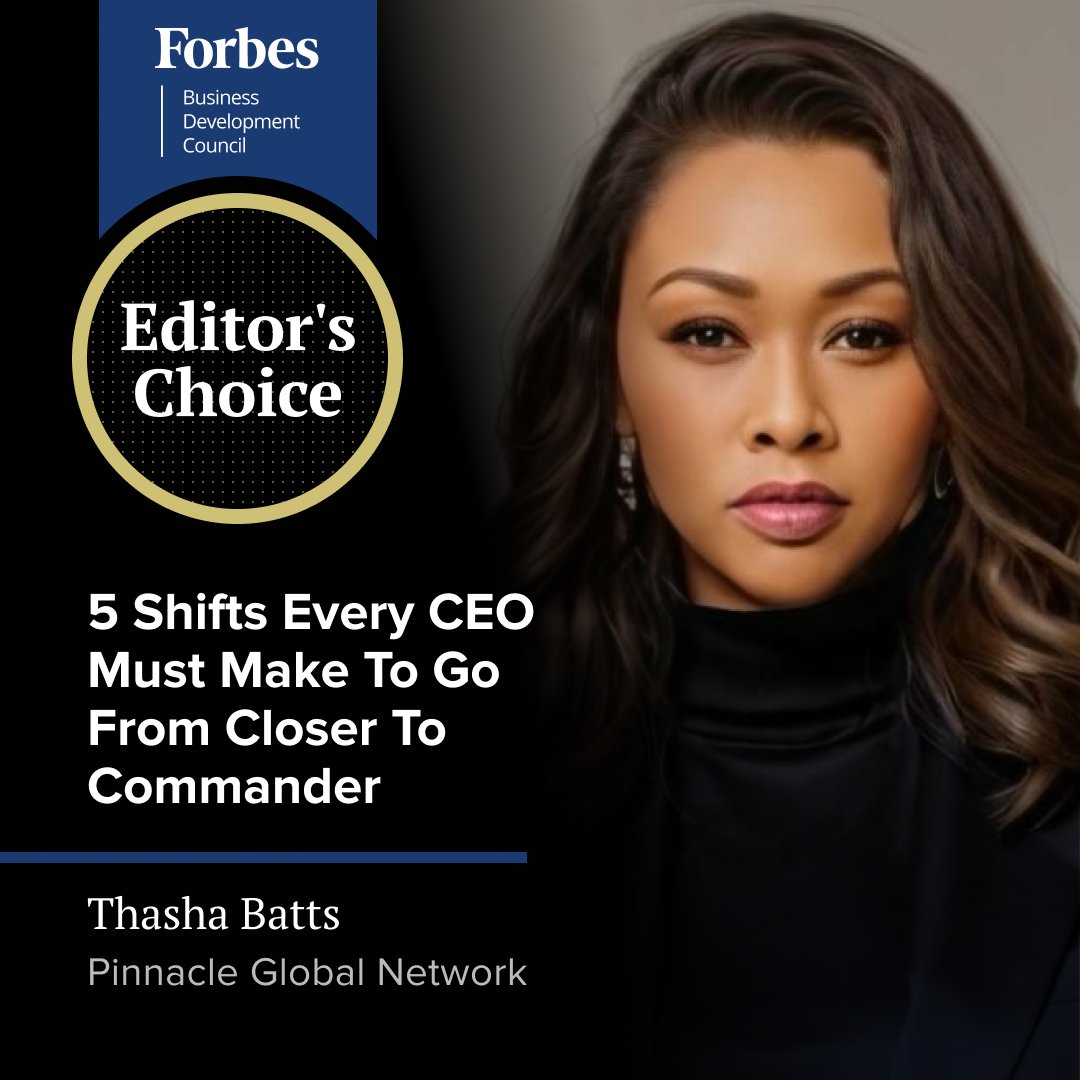 ForbesBizDev's tweet image. 🌟 Editor&apos;s Choice 🌟

If your company’s growth depends on you closing every deal, you’ve hit a revenue ceiling.

Thasha Batts explains how CEOs can scale by shifting from closer to strategic leader.

hubs.li/Q03TWp3V0

#ScalingLeadership #RevenueGrowth #BusinessLeadership