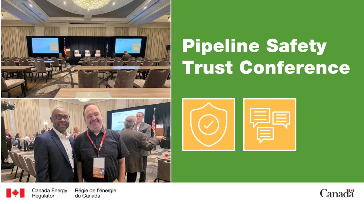 CER_REC's tweet image. Our Director of Pipeline Integrity and one of our Pipeline Integrity Engineers attended #2025PST hosted by @pstrust last week. They collaborated with other government regulators, amongst others, with a goal of enhancing pipeline safety. #pstrust
