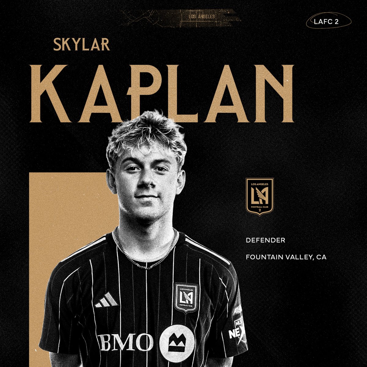 Skylar Kaplan is Black &amp; Gold

📝 #LAFC2 signs defender Skylar Kaplan from the club’s Academy through the 2028 MLS NEXT Pro Season, with an option for 2029.