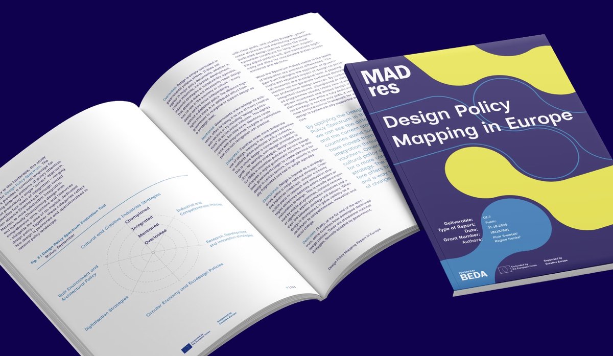 fundaciodisseny's tweet photo. Compartimos 'Design Policy Mapping in Europe', el nuevo informe de @BEDANetwork (The Bureau of European Design Associations) que analiza cómo el diseño se integra en las políticas de 39 países europeos.
Disponible para descargar → https://t.co/olPgmvoDy7
#impactbydesign https://t.co/7GckQCMGy6