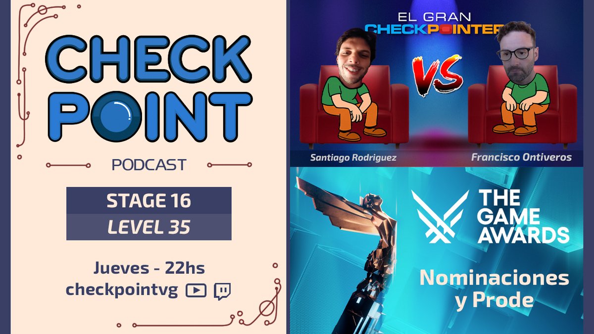 Este jueves a las 22:00 noche completa de Checkpoint. Ultimos 4 programas!

La final de El Gran Checkpointer, debate de las nominaciones de The Game Awards, El 39, COD Black Ops 7, Anno 177 y más.

Te esperamos!