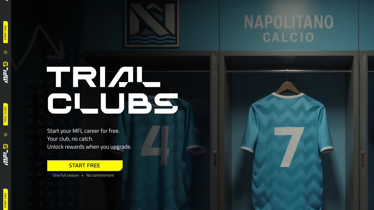 playMFL's tweet image. Run your very own Club for FREE.

Craft its unique identity, assemble your dream team, and register for the upcoming season.

You&apos;ll even earn rewards in the process.
