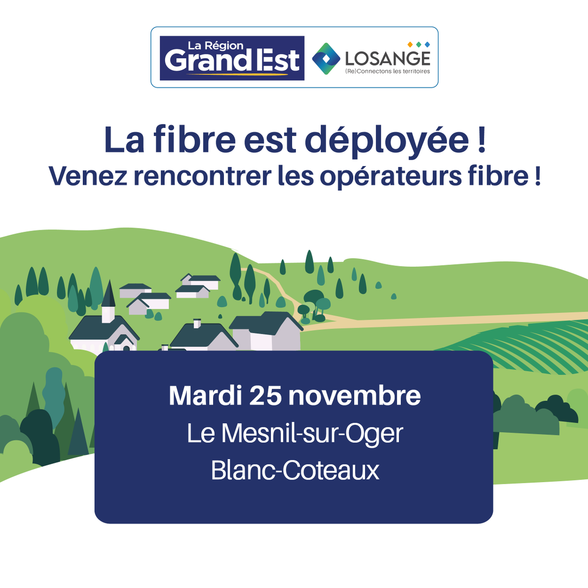 [PERMANENCE OPÉRATEURS] Démarches fibre ? Fin du réseau cuivre (ADSL) ? Posez-nous vos questions lors des permanences opérateurs mardi 25/11

📍10h à 12h - Mairie - Le Mesnil-sur-Oger
📍14h à 18h - Mairie - Blanc-Coteaux