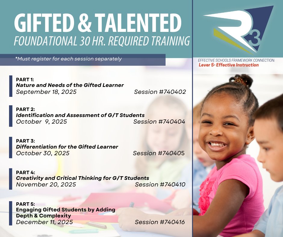 R3ESC's tweet image. 🌟 Exciting News for Educators! 🌟 Join us for essential workshops on gifted students&apos; unique characteristics and learning differences. Enhance your strategies to unlock their potential! 🚀✨ow.ly/wZlt50WUfLo