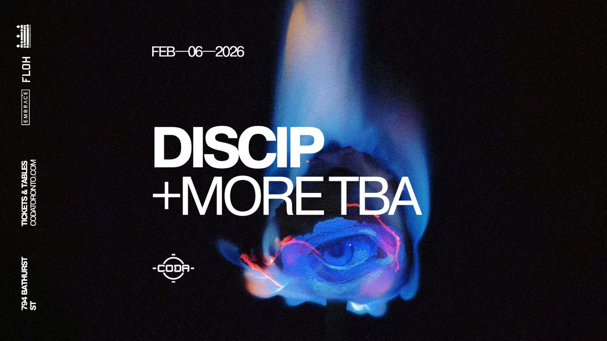 JUST ANNOUNCED: Techno powerhouse Discip brings his signature dark and hypnotic sound to CODA on Friday, Feb 6!⚡️Tickets are on sale now.
🎟️: ticketweb.ca/event/discip-c…