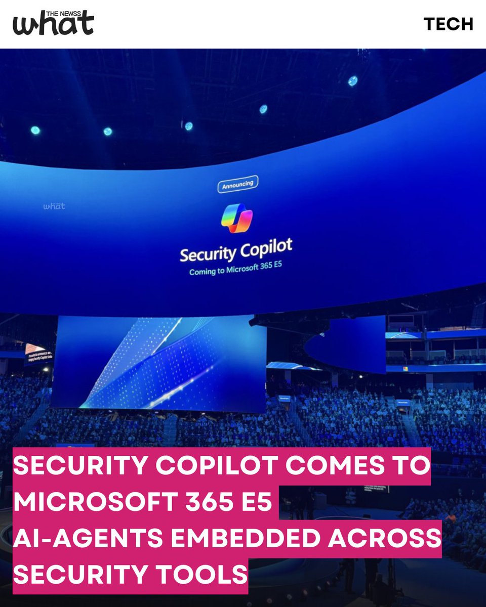 whatthenewss's tweet image. Security Copilot is now built-in for Microsoft 365 E5.

AI-powered agents in Defender, Entra, Intune &amp;amp; Purview — rolling out now. 

#MicrosoftSecurity #WhatTheNewss