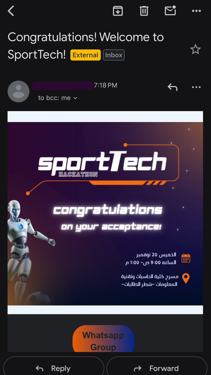 elafxx4's tweet photo. Me and my team are thrilled to be accepted into the SportTech Hackathon!!!
Time to build something worth sharing
 🔥🏇🦾
#سبورتك #اللجنة_الرياضيه https://t.co/LFGCdrFzbS