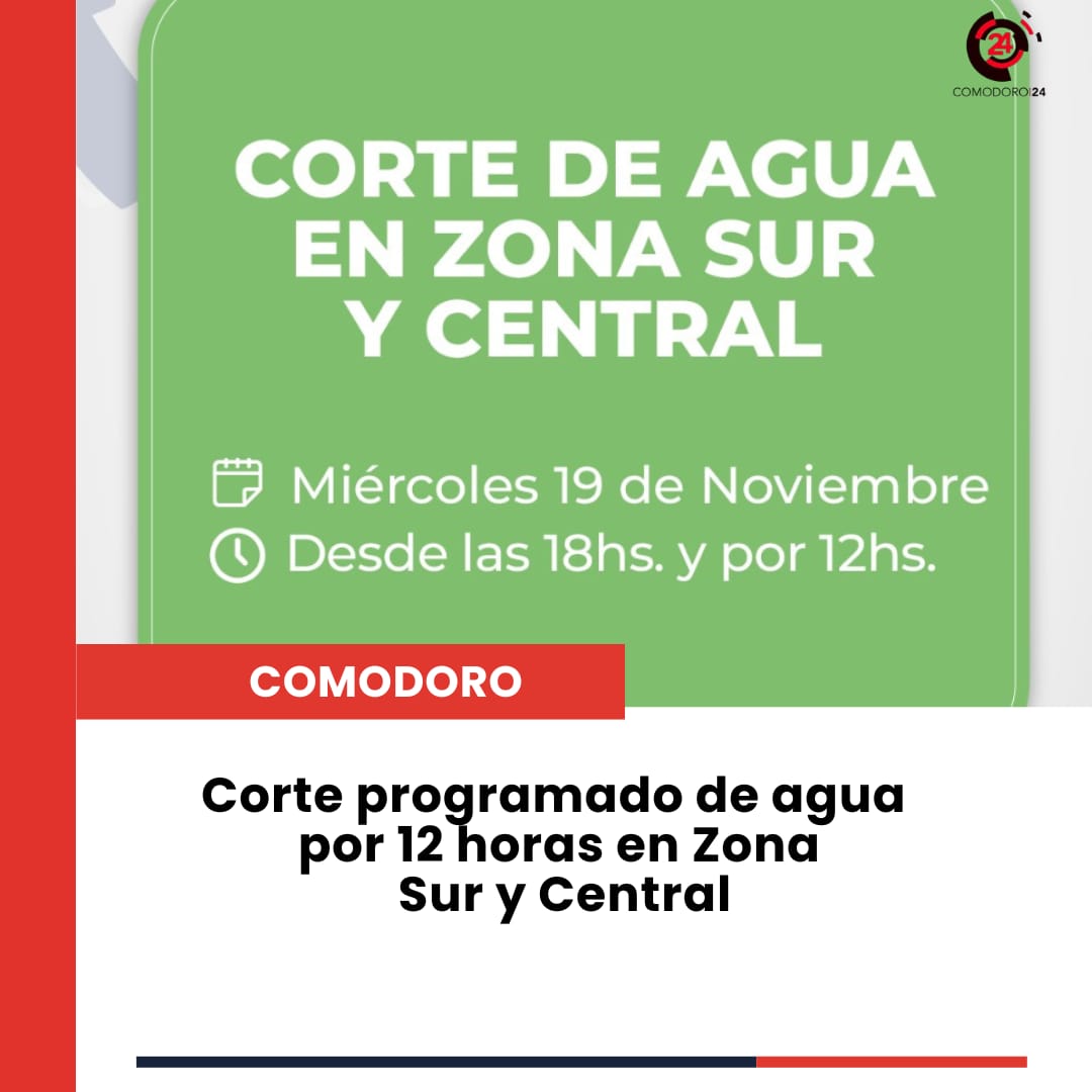 #Comodoro Con el objetivo de recuperar las reservas del Puesto La Mata, a partir de las 18hs. se interrumpirá el suministro del servicio en la Zona Sur y Central de la ciudad.

⬇️Más en la nota⬇️
comodoro24.com.ar/corte-programa…
