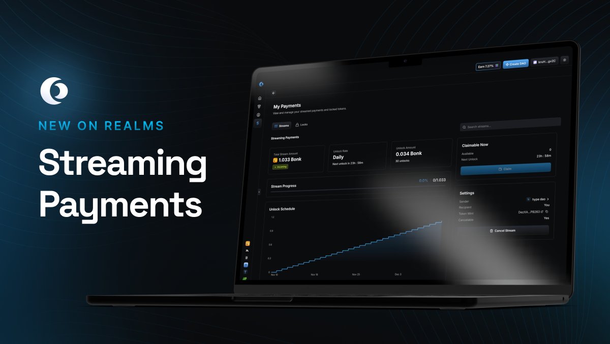 Realms Streaming Payments 仪表板概览