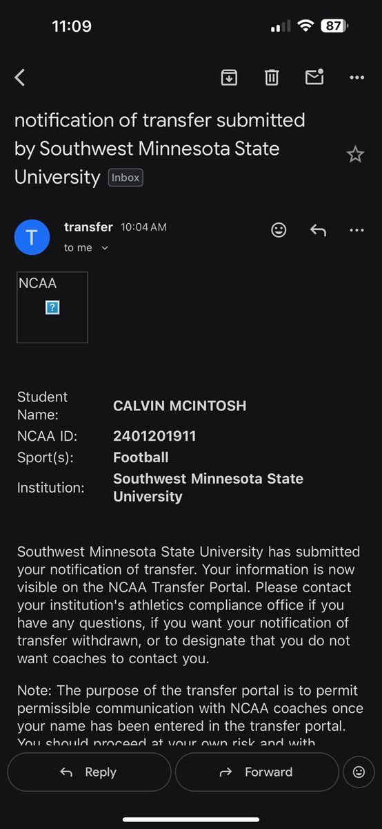 I’d like to thank SMSU for giving me an opportunity to play football as a true freshmen at the collegiate level. I appreciate everything the coaches have done for me. With that being said I am officially entering the transfer portal with 4 years of eligibility remaining.