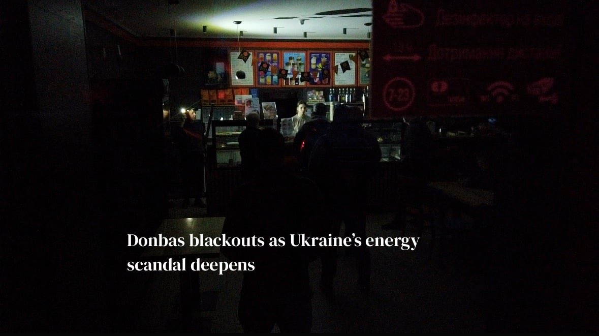 noosphereapp's tweet photo. As Kyiv grapples with a $100 million energy scandal implicating top officials close to President Zelensky, darkness continues to plunge the Donetsk region. Noosphere contributor @ConklingAnna reports from Sloviansk—one of the last cities still under Ukrainian control alongside Kramatorsk—as residents face persistent blackouts from Russian attacks.