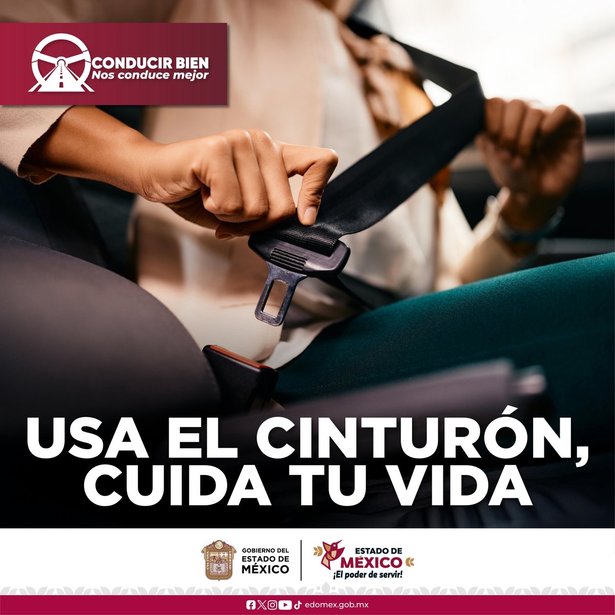 #SeguridadVialEdoMex | Utilizar el cinturón de seguridad mientras conduces es primordial para cuidar tu vida.
Úsalo en todo momento, no te arriesgues.
#ElPoderDeServir