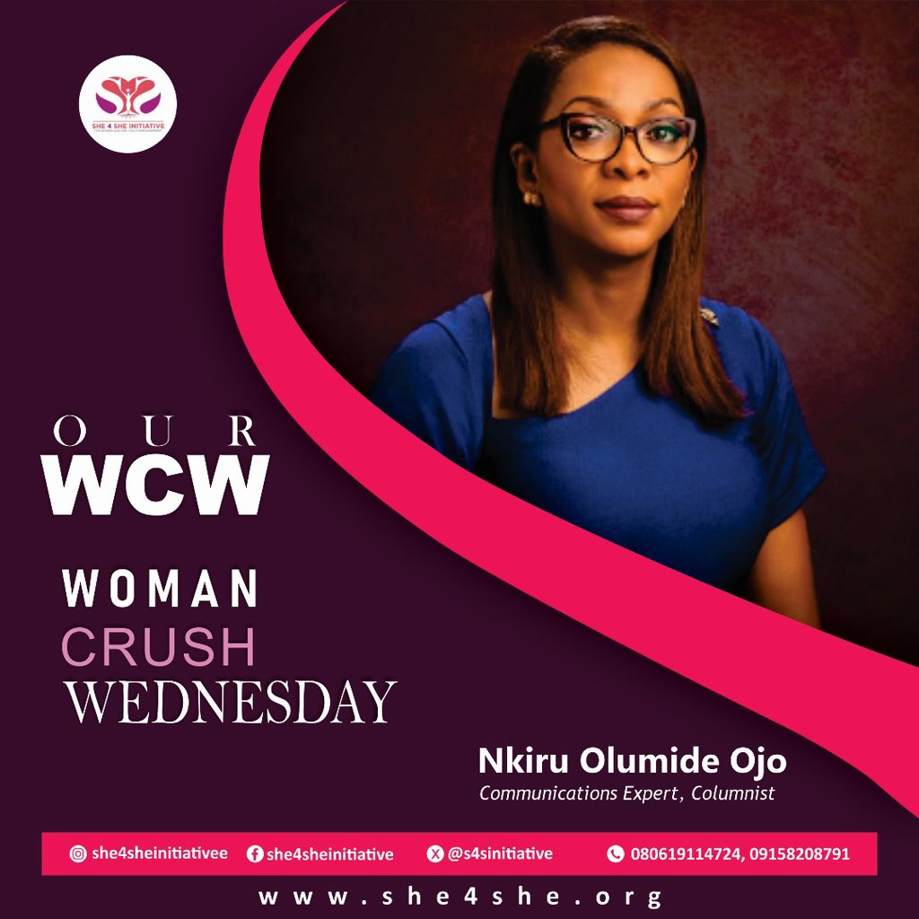 S4Sinitiative's tweet photo. WCW 🩷- Nkiru Olumide-Ojo is a corporate communications professional. An advocate of women’s issues, she founded the LightHouse Network, a social-development initiative that is dedicated to empowering young women by providing them a formal mentoring structure.
@NkiruOlumideOjo https://t.co/b2yN4G9x39
