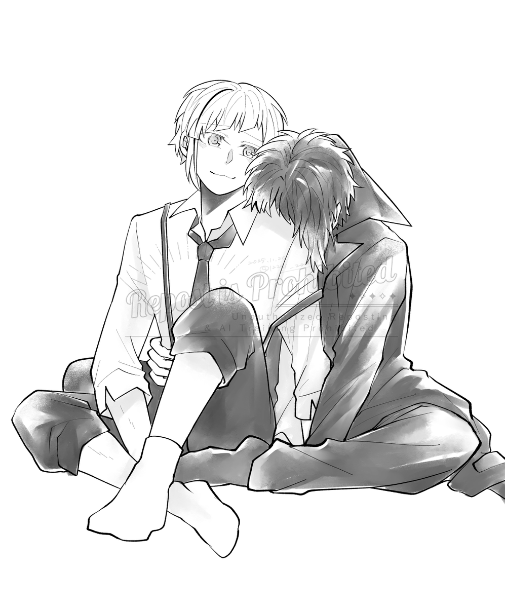 12241_zero's tweet image. web再録本の口絵を息抜きがてら手直し中😉
※芥敦

#ぜろの気晴らし