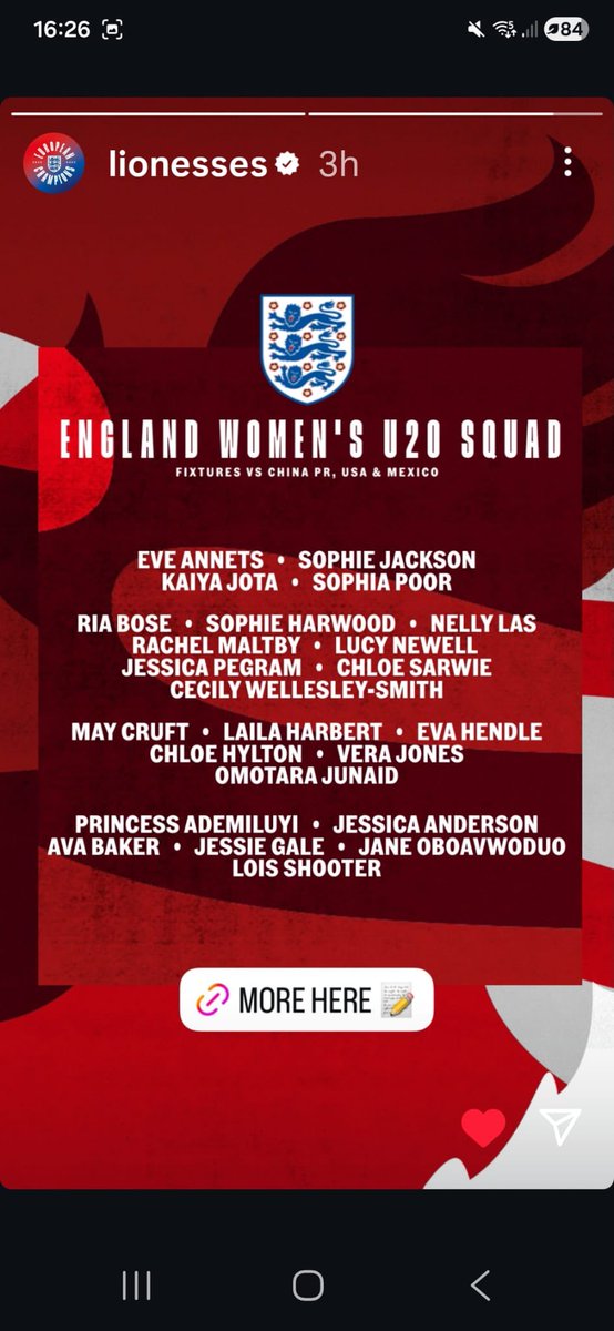 ClassFootyClock's tweet image. Proud Uncle alert 🚨 
My niece Eve has been called up for the latest England U20s squad 🤩