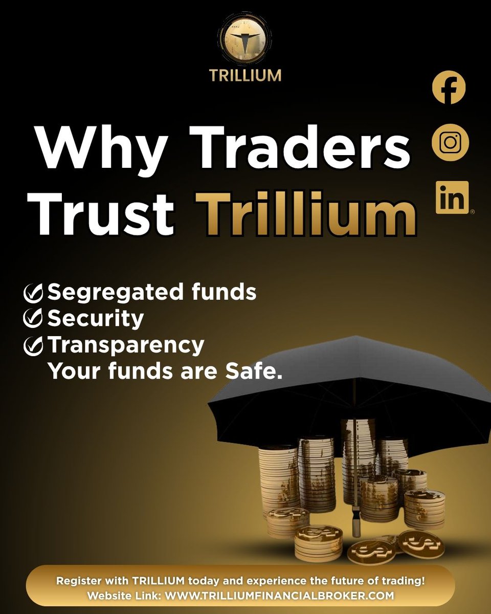 BrokerTrillium's tweet image. Why Traders Trust Trillium? Segregated funds, Security, &amp;amp; Transparency. Your funds are safe with us! Experience the future of trading. 
Register today: trilliumfinancialbroker.com

#Trillium #FundSecurity #TradingSafety #ForexBroker