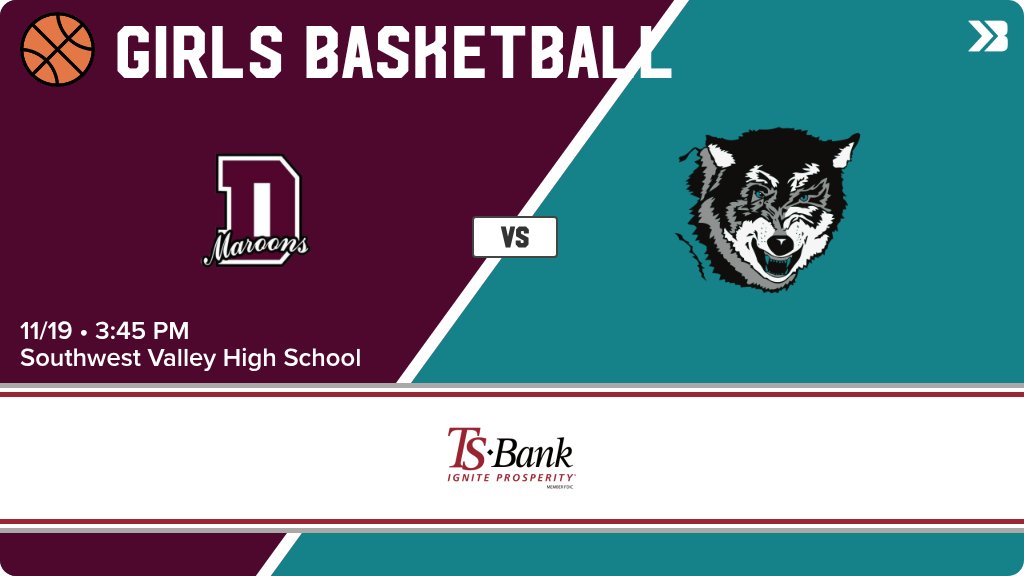 Girls Basketball (Varsity) Game Day! - Check out the event preview for the The Southwest Valley Timberwolves vs The Diagonal Maroons. It starts at 3:45 PM and is at Southwest Valley High School Activity Center. gobound.com/ia/ighsau/girl…