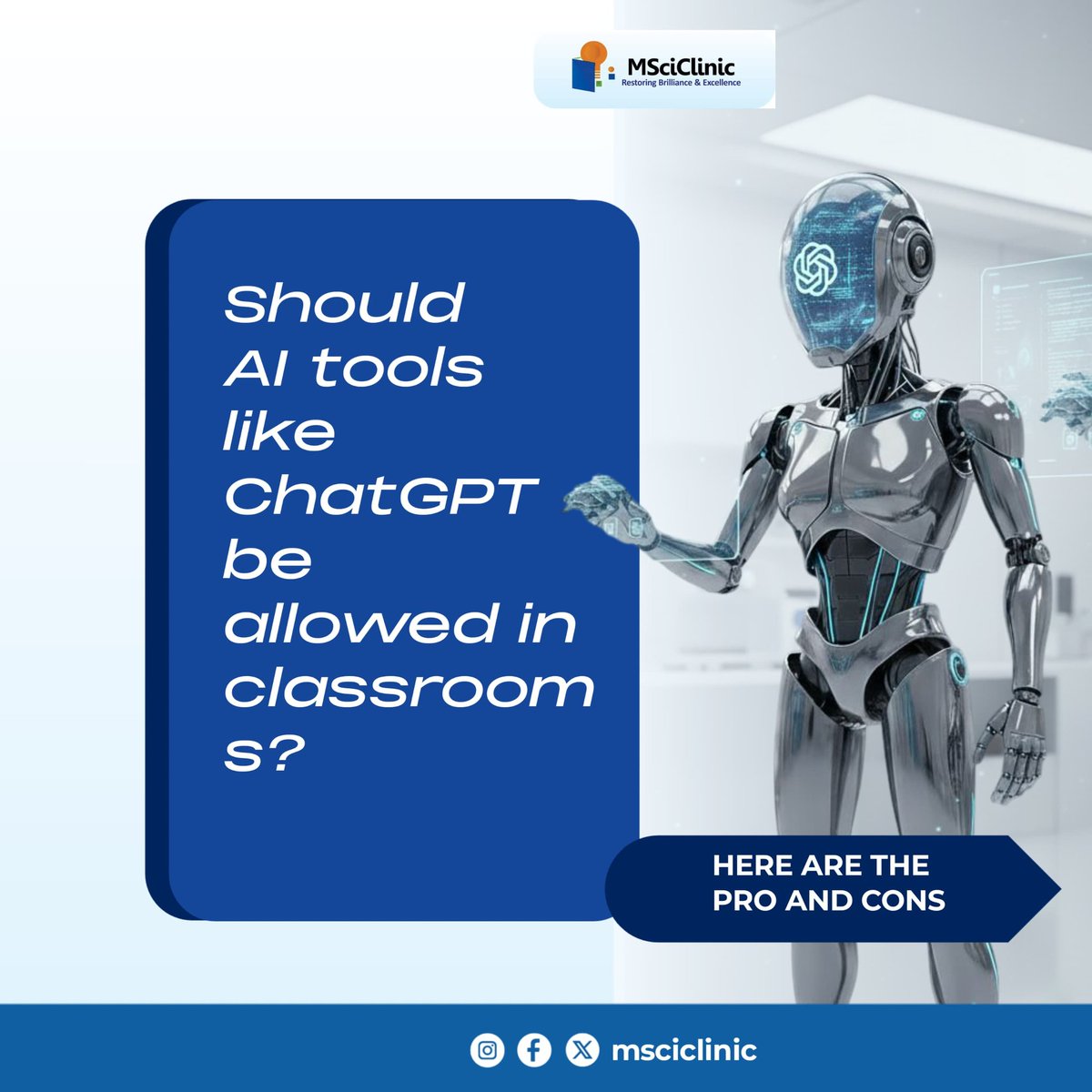 msciclinic's tweet image. 💬 Let’s discuss: Are AI tools helping or harming learning? 

Drop your opinion below!  

#EducationTalk #AIinLearning #MSciClinic
#RestoringBrilliance #RestoringExcellence #STEMEducation