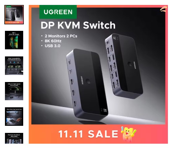shopping_soma's tweet image. “UGREEN 8K KVM Switch 
⚡ 2 Monitors • 2 PCs • USB 3.0 • HDR • 3D • Ultra-Clear 8K60Hz! Perfect for dual-PC setup, editing &amp;amp; gaming.”

Buy - s.click.aliexpress.com/e/_c3HazqH7

#UGREEN 
#TechSetup #PCAccessories 
#GamingSetup 
 #TechDeals