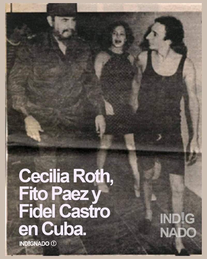 indignadoxd's tweet image. A Cecilia Roth le molesta muchísimo que se difunda esta foto con Fito Paez y con Fidel Castro apoyando la dictadura en Cuba. Por favor no le den Rt, ni, like, ni la arroben, nada de nada 🙏🏻