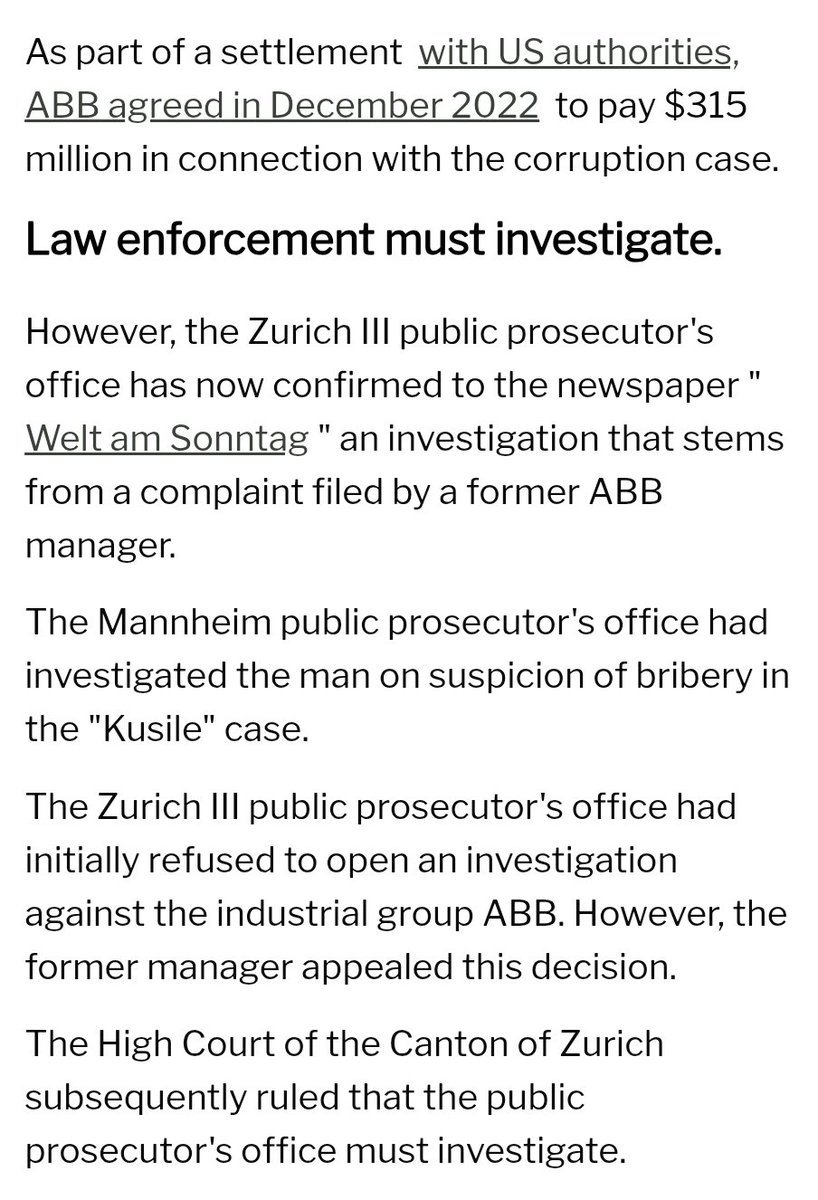 koko_matshela's tweet image. On the Swiss press today. The kind of stuff @goolamv wont tell and the South African press wont tell you.

ABB paid $315M to the US, R2.5bn back to the @NPA_Prosecutes, R1.59bn to Eskom and still faces German &amp;amp; Swiss fines for bribing its way into Kusile — yet today a Zurich