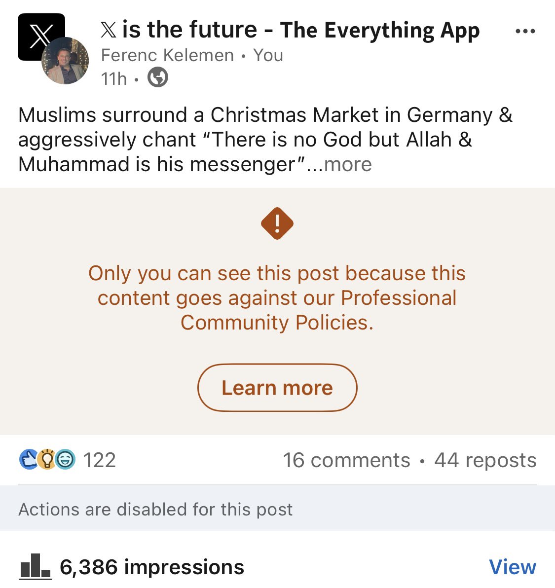 I find it utterly bizarre and deeply disturbing that the moment you post the plain, unfiltered TRUTH on LinkedIn, it gets taken down in seconds — simply because the TRUTH is inconvenient to someone.