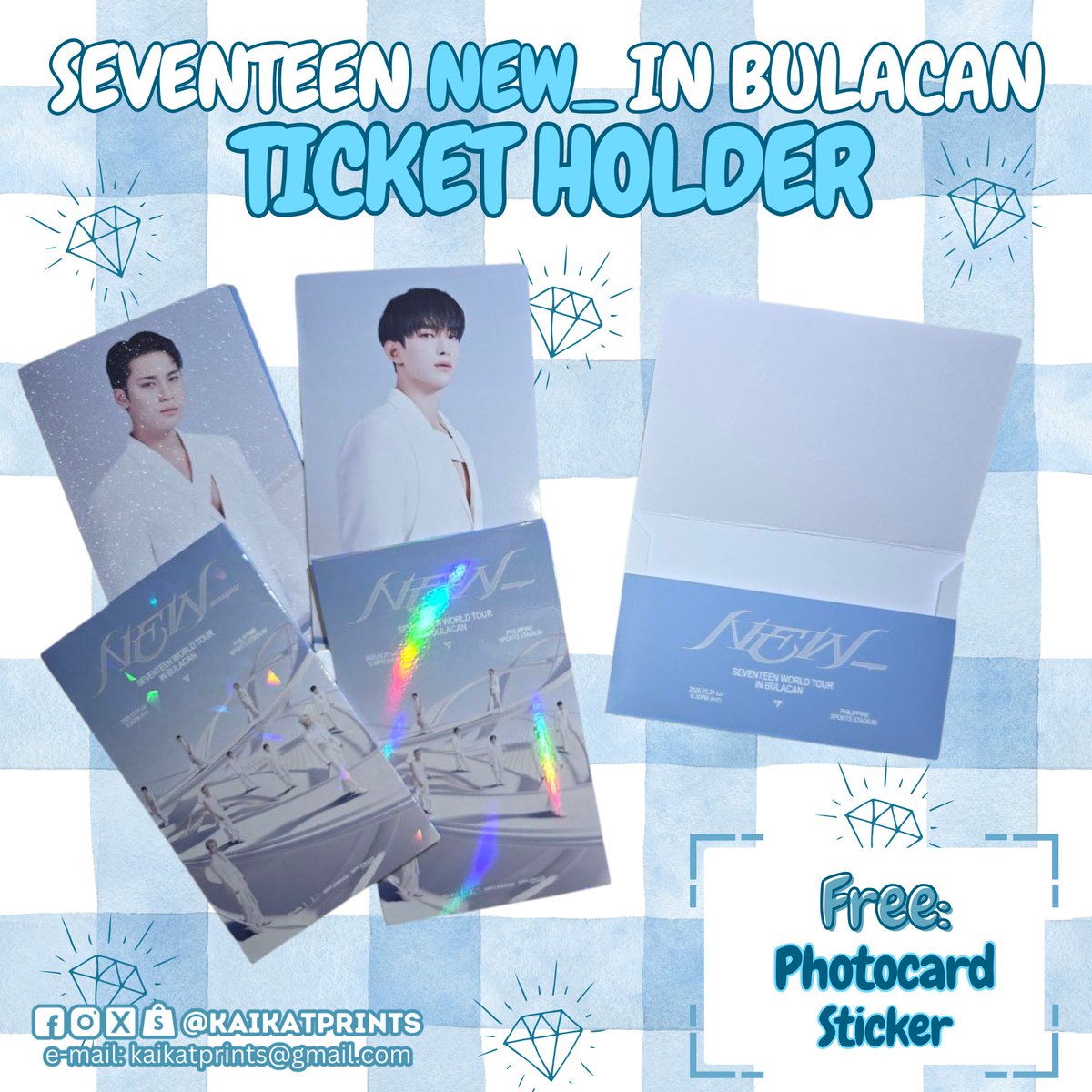 kaikatprints's tweet photo. SEVENTEEN NEW_ IN BULACAN TICKET HOLDER now available for pre-order for as low as ₱50! And with freebies too!!! 😌
Shopee Link: https://t.co/ehyNZ1grmL
May ticket holder ka na, may chance ka pamg manalo sa aming raffle! 🥰
#SEVENTEEN #세븐틴 https://t.co/Bp1iiTZNon
