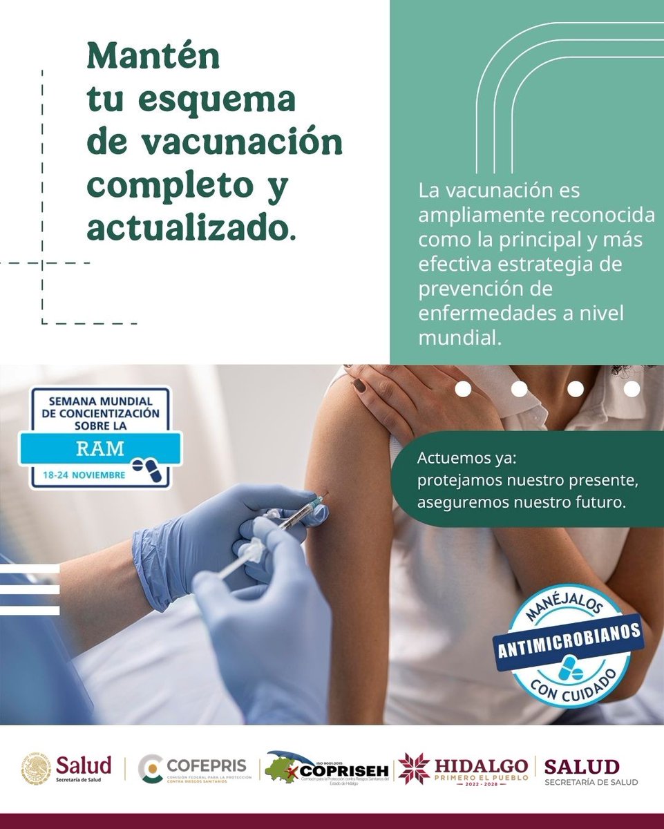 coprisehgo's tweet image. Según la @opsoms, la resistencia a los antimicrobianos (#RAM) 💊 ocurre cuando bacterias, virus, hongos 🍄 o parásitos 🐛 dejan de responder a los medicamentos, lo que dificulta el tratamiento de las infecciones.
 #COFEPRISteProtege