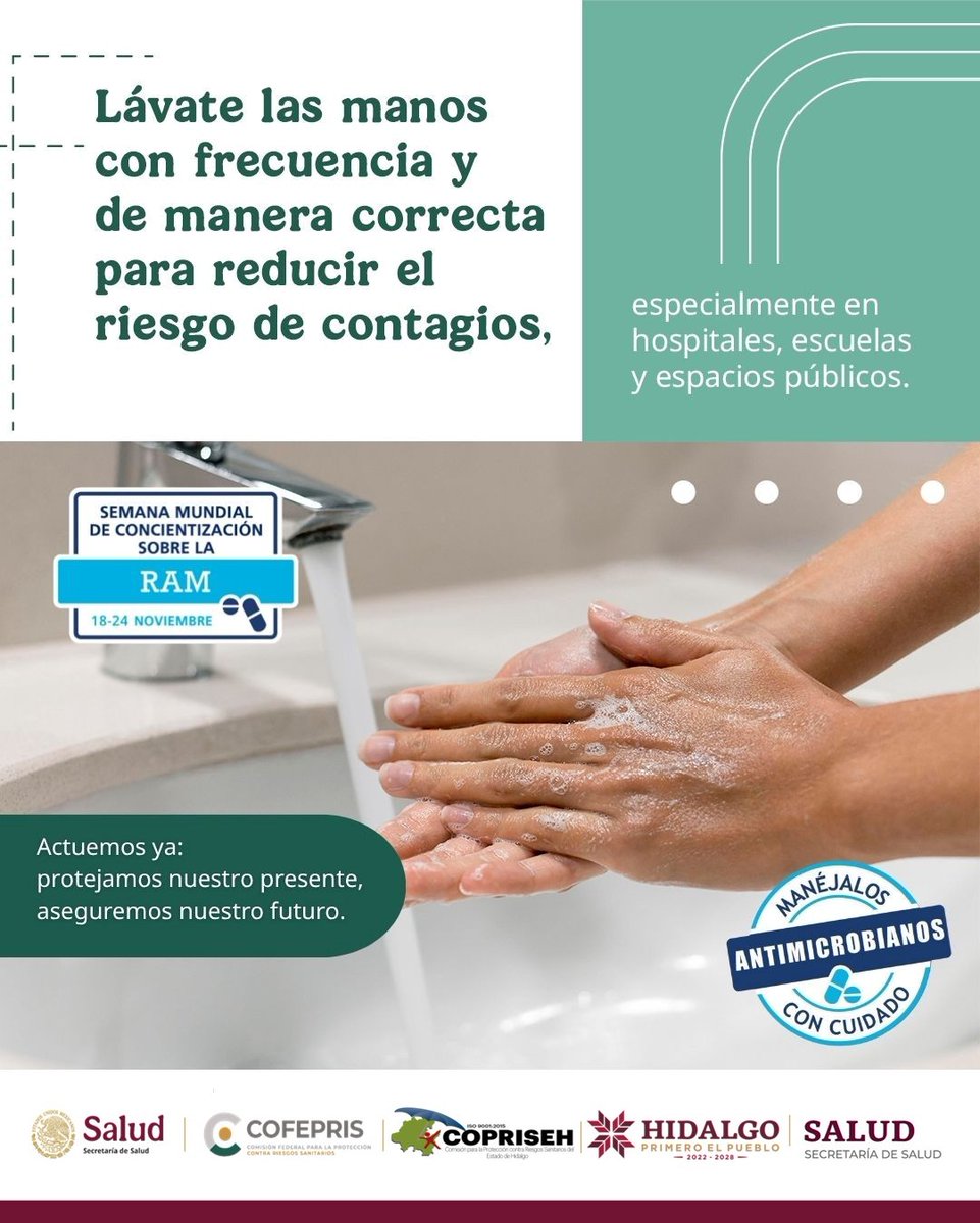 coprisehgo's tweet image. Según la @opsoms, la resistencia a los antimicrobianos (#RAM) 💊 ocurre cuando bacterias, virus, hongos 🍄 o parásitos 🐛 dejan de responder a los medicamentos, lo que dificulta el tratamiento de las infecciones.
 #COFEPRISteProtege