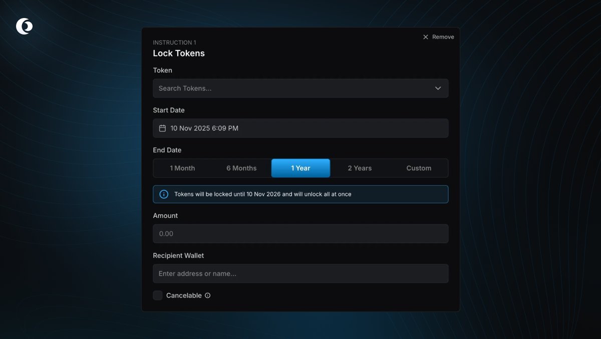 Realms 中的代币锁仓界面