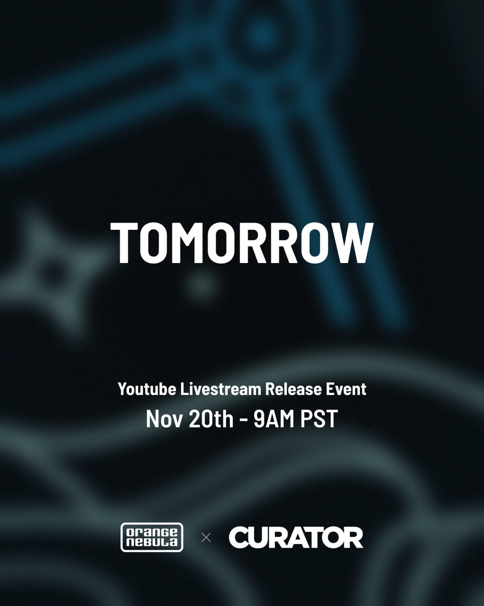 OrangeNebula's tweet photo. Mark your calendar to join the O-Neb team and community for our next Wormhole (release event) on YouTube! We will be announcing all sorts of new releases! TOMORROW, Thursday, Nov 20th — 9:00 am PST / 6:00 pm CET. https://t.co/MlLMFIDTUG