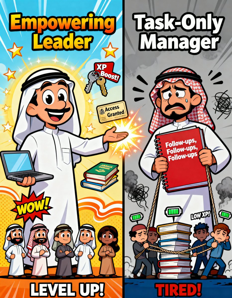fawaz_nashar's tweet photo. أجمل ما في الإدارة الرقمية أنها ما تركز على “المتابعات”، بل تركّز على تمكين الناس.

كل ما أعطيت فريقك صلاحيات، أدوات، معرفة، ومساحة يتصرف فيها كل ما شفت نتائج أكبر مما تتوقع.

الرقابة الزايدة تستهلك الوقت، أما التمكين فيصنع مهارات ويخلق قادة ويحرّك الفريق من نفسه.

منهجية الإدارة الرقمية بسيطة:
 مكن وجّه وثق وخَلّ النتائج تتكلم عن نفسها.

#التحول_الرقمي #قيادة #تمكين #رؤية2030