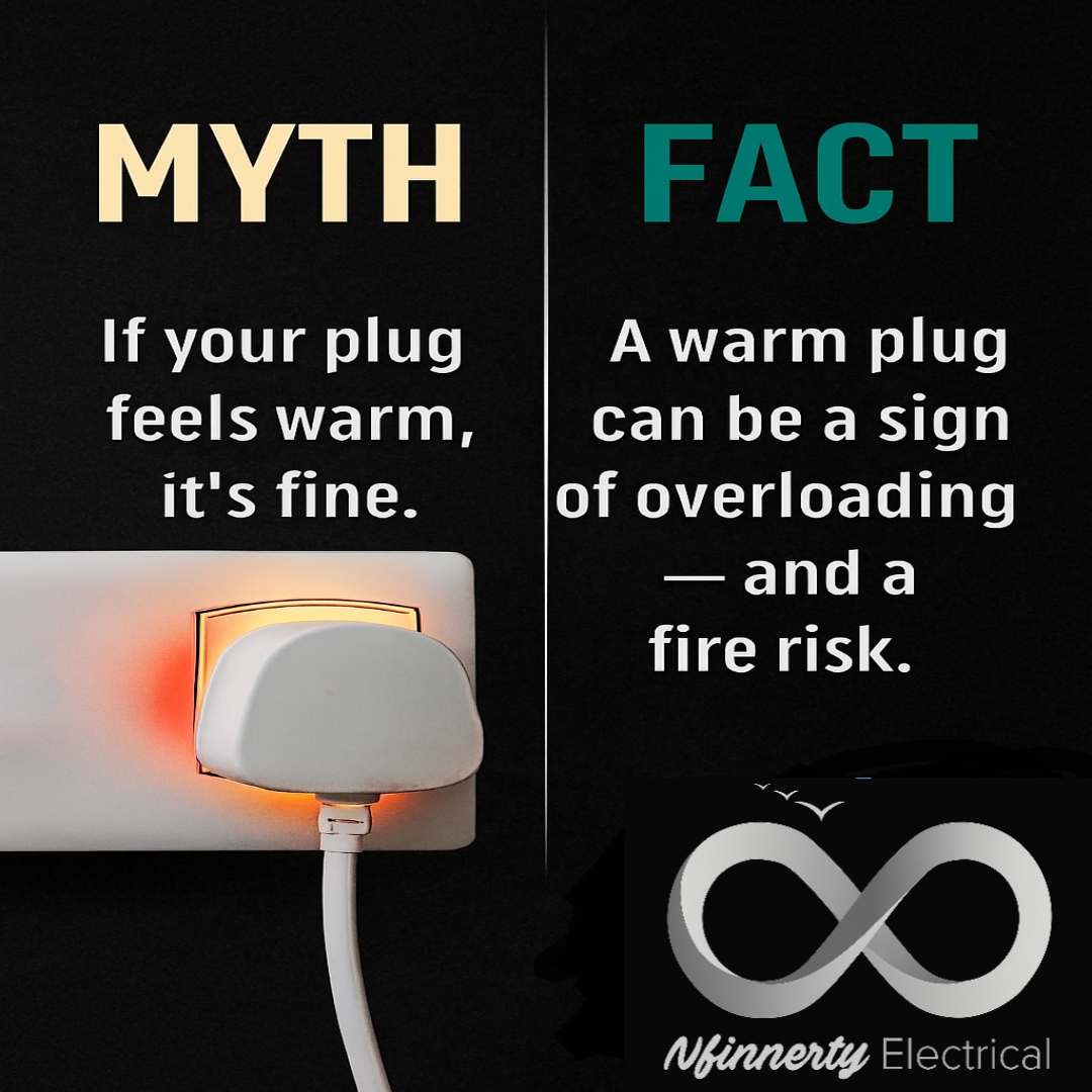 ⚡ Myth: Warm plugs are fine.
 ✅ Fact: Warm plugs can mean overload — and fire risk.

Trust Nfinnerty Electrical to keep York homes safe.
 📞 01904 202234 | 🌐 nfinnertyelectrical.com

#ElectricalSafety #YorkElectrician #MythVsFact