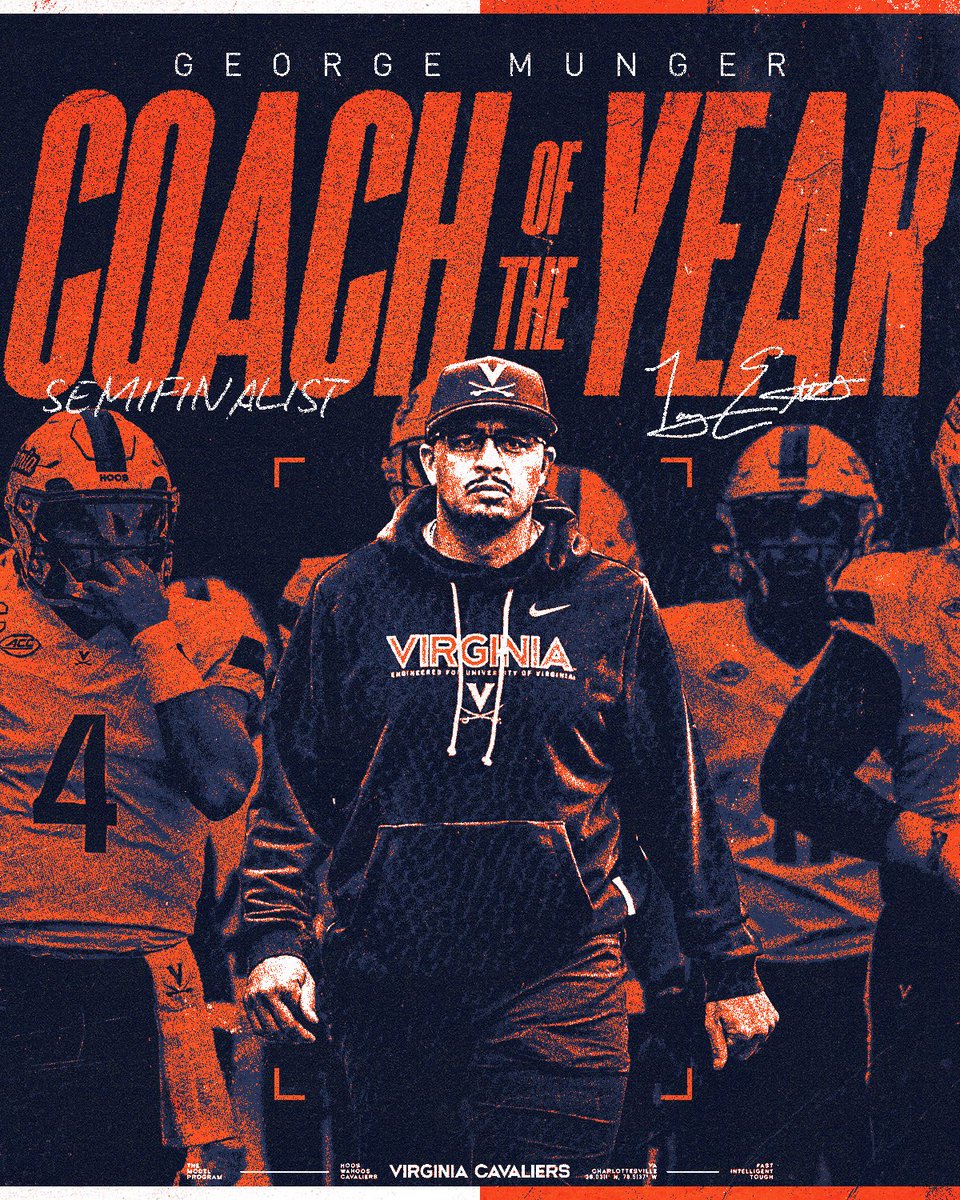 UVAFootball's tweet image. Semifinalist for the George Munger Coach of the Year

HC Tony Elliott

#GoHoos 🔶⚔️🔷