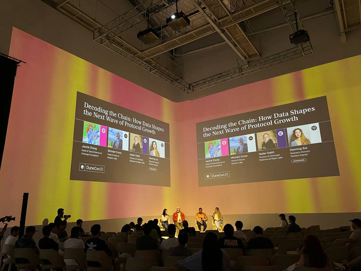 eigentribe's tweet image. DuneCon 25 by @Dune brought an incredible lineup of speakers diving deep into why data truly runs this industry

@dabit3 from the EigenCloud team joined the panel on Decoding Onchain Data, breaking down how better data insights directly shape protocol growth and real-world…