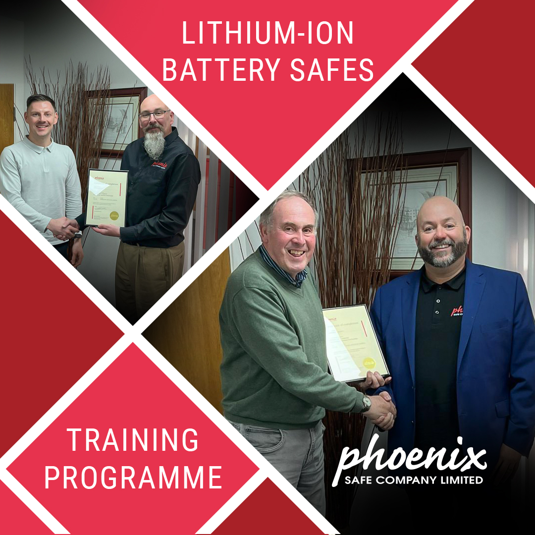 Phoenix_Safe_Co's tweet image. Another great day delivering our Phoenix Training Programme on lithium-ion Battery Safes!
We shared key insights on battery risks, safe storage/charging, and certifications like VDMA 24994 with Phil Hill (Thornhill Security) and Dan Cartwright (Simply Safes).
#BatterySafeTraining