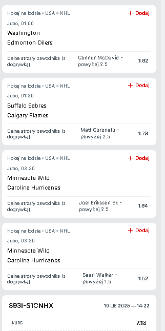 Recreaver's tweet image. Siemaneczko!
Dziś przychodzę do was z klasycznymi 4-ema typami na dzisiejszą noc w NHL'u.

Link; superbet.onelink.me/Tegf/kscdz2vi
 
1. Connor McDavid over 2.5 celnego @1.82
Mimo iż sami Oilers nie są w wybitnej formie w tym roku i ewidętnie coś nie dojeżdza, tak Connor jest niesamowity.…