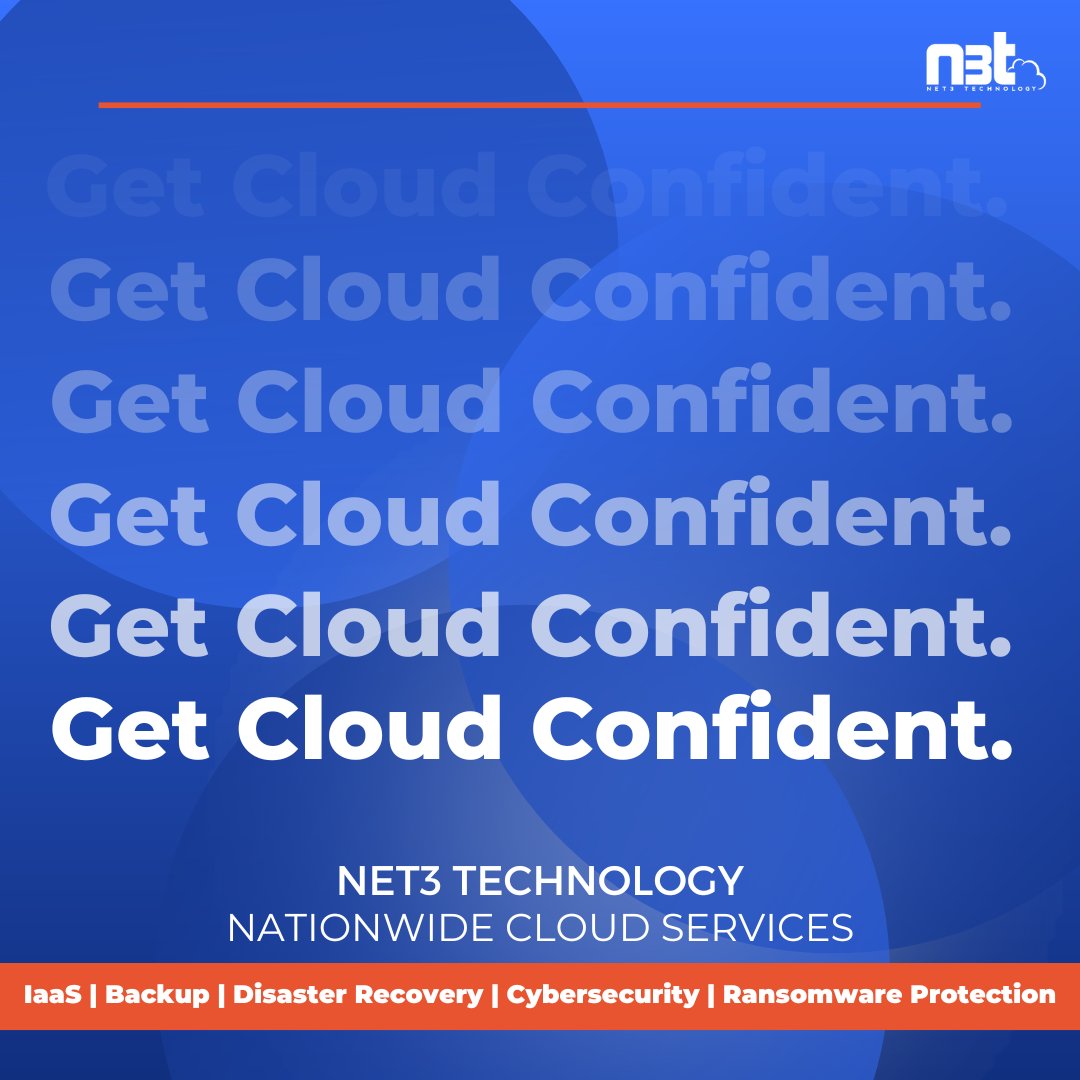 N3TTech's tweet image. Our mission is for IT teams to feel confident in the cloud.  Whether it is #IaaS, having a secure #backup, or recovering ALL your data as fast as you need it - Net3 is here to support your needs and reach your goals.

#cloudconfident #disasterrecovery #cybersecurity