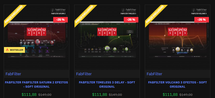 _plugins's tweet image. F a b F i l t e r

|       PREÇO         |
|   EXCLUSIVO   |

|  $111,88  |
|  C A D A |

Saturn 2
FX
$111,88
plgns.com/precos-exclusi…

Timeless 3
DELAY
$111,88
plgns.com/precos-exclusi…

Volcano 3
FX
$111,88
plgns.com/precos-exclusi…

____
SÓ  |
NA    \
PLGNS \

#plugins 
#FX…