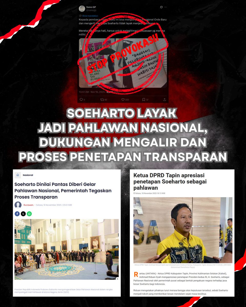geenrals's tweet photo. Soeharto dikenang lewat penghargaan yang diberikan dengan proses seleksi terbuka #KontribusiNasional https://t.co/mBNGMXnFRH