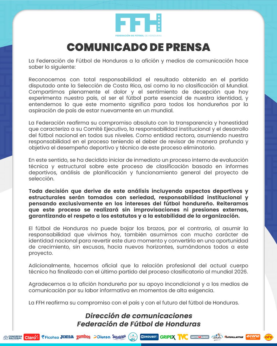 Federación de Fútbol de Honduras (FFH) tweet media