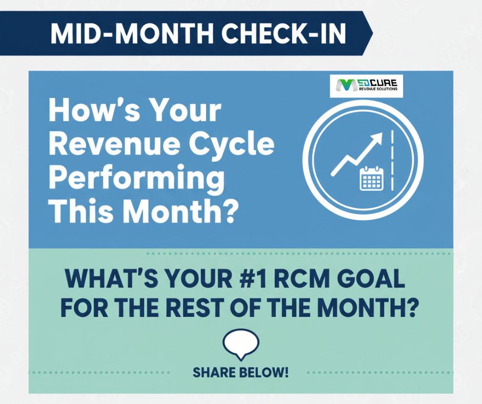 medcurers's tweet image. Are you on track to meet your financial goals, or are there unexpected hurdles? Tell us: What&apos;s your number one RCM goal or challenge for the rest of the month? Let&apos;s discuss! #MidMonthCheck #MedicalBilling #RCM #HealthcareBilling #OutsourceBilling #PracticeGrowth #MedicalBilling