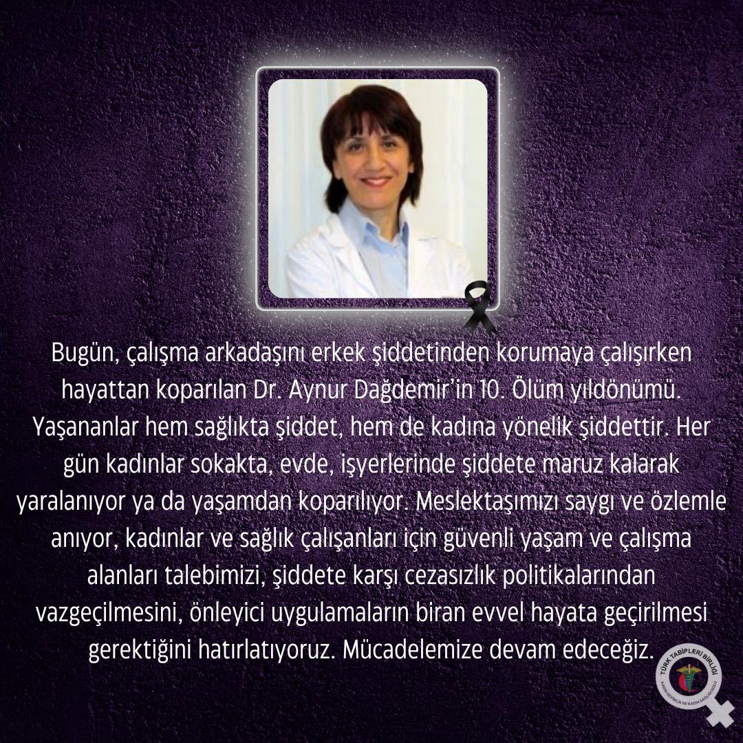 Ölümünün 10. Yıldönümünde Dr.Aynur Dağdemir’i saygı ve özlemle anıyoruz.