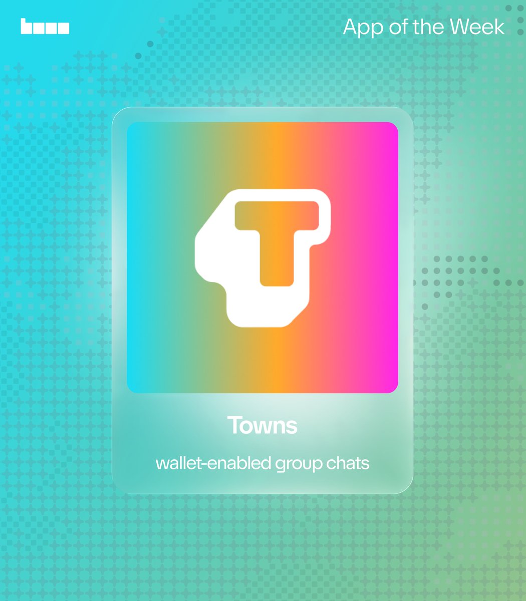 base's tweet image. What if your group chat had a wallet?

@townsapp brings messaging, money, and builders into one onchain space.