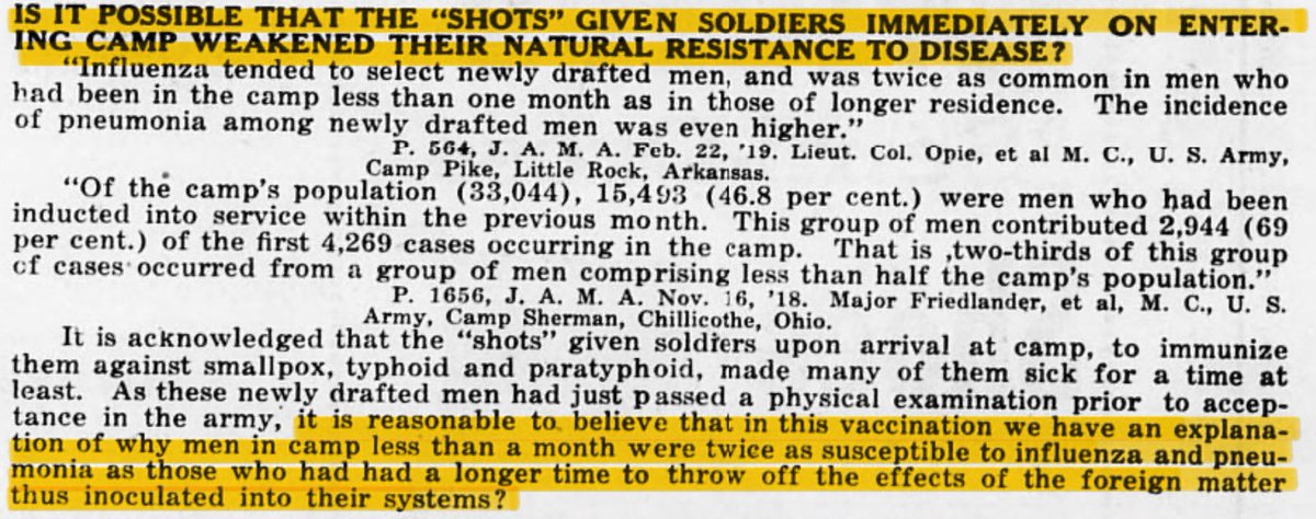 In 1919, the Journal of the Medical Association openly speculated that destructive vaccines could have contributed to the Spanish flu.